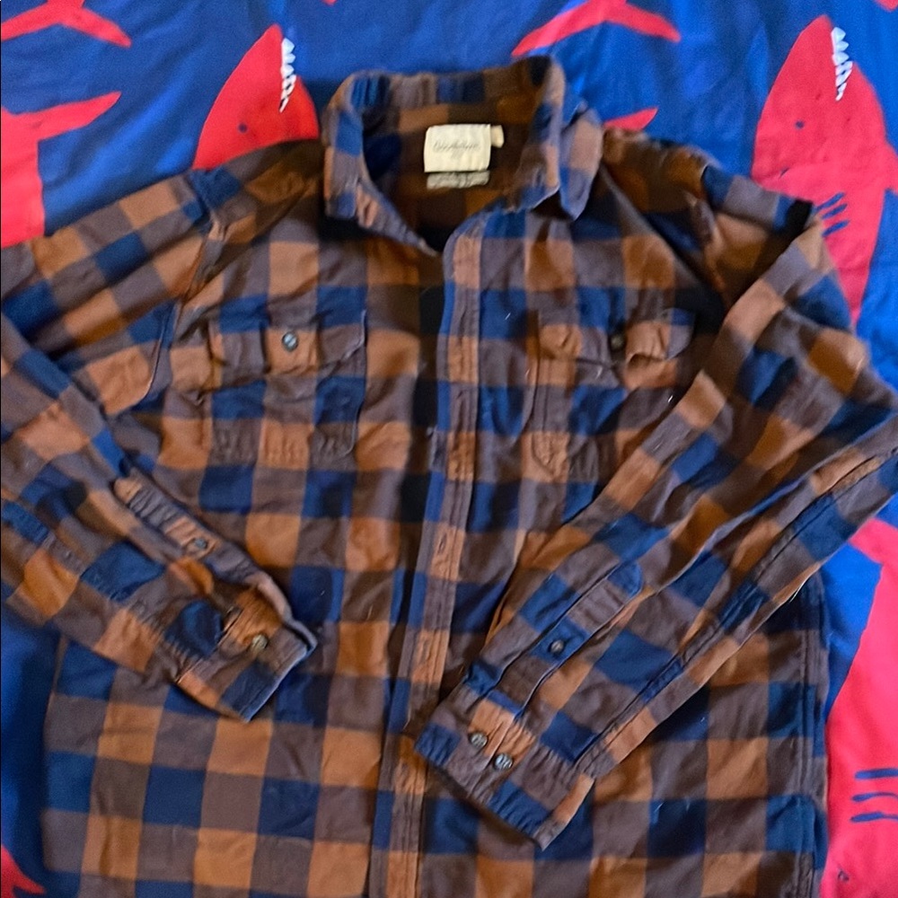 Men's Blue and Brown Plaid Jacket